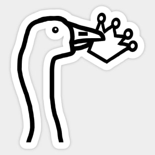 Portrait of a Goose Stealing a Crown Minimal Line Drawing Sticker